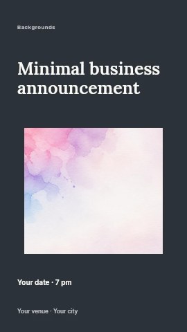 Soft pastel watercolor background in Minimal business announcement instagram story template