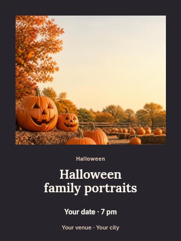 Halloween family portraits invitation template