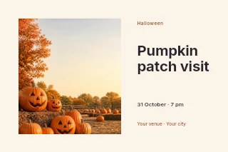Pumpkin patch visit · Horizontal photo dialogue