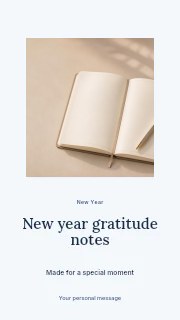 Open blank journal with pen on beige surface in New Year gratitude notes · Picture window