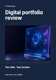 Futuristic transparent display with keyboard and pen in Digital portfolio review · Title & photograph