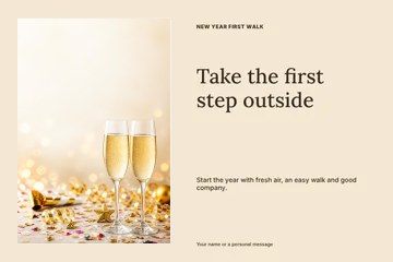 New Year first walk postcard template