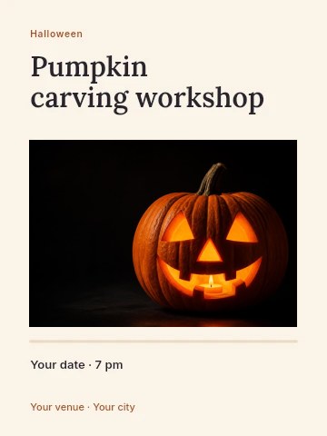 Pumpkin carving workshop poster template