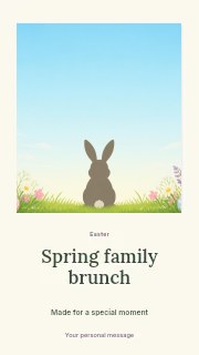 Easter bunny silhouette with spring flowers in Spring family brunch · Quiet photo gallery