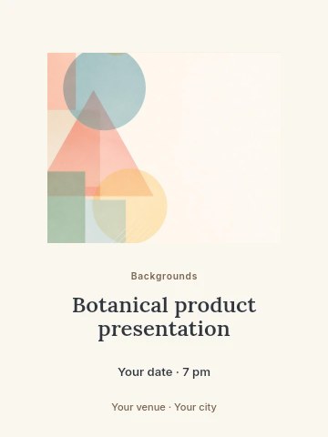 Abstract pastel geometric shapes background in Botanical product presentation poster template