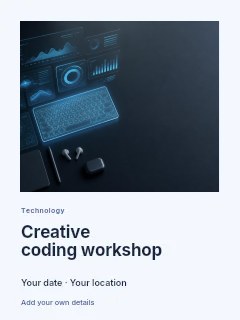 Creative coding workshop invitation template · Gallery editorial