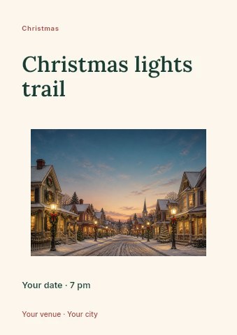 Christmas lights trail flyer template