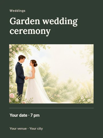 Garden wedding ceremony invitation template