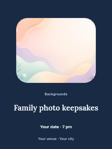 Pastel abstract wavy background with leaves in Family photo keepsakes poster template