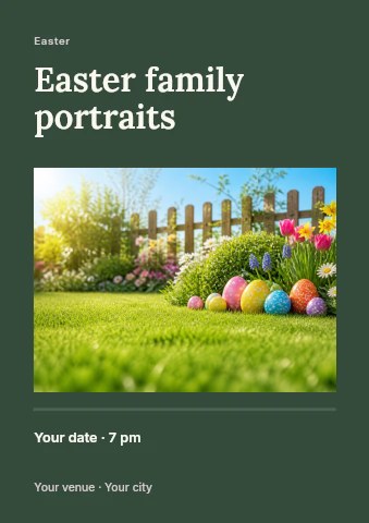 Easter family portraits flyer template