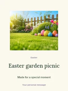 Easter garden picnic invitation template · Picture window