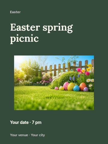 Easter spring picnic invitation template