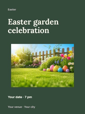 Easter garden celebration poster template