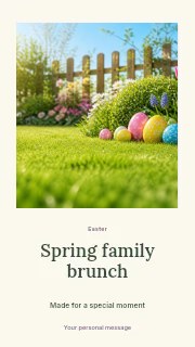 Colorful Easter eggs in garden in Spring family brunch · Quiet photo gallery