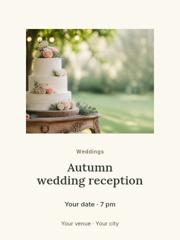 Autumn wedding reception poster template
