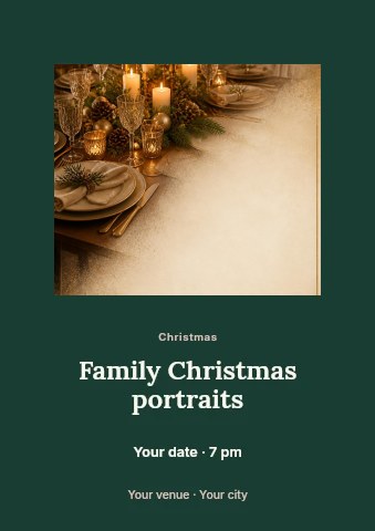 Family Christmas portraits flyer template