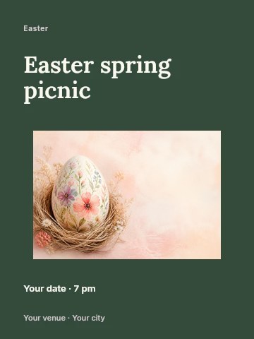 Easter spring picnic poster template