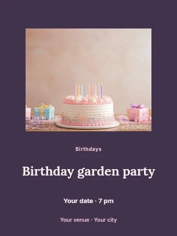 Birthday garden party poster template