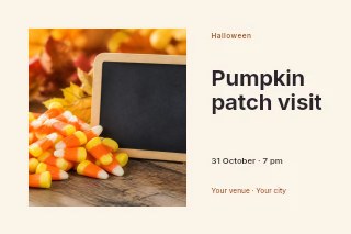 Pumpkin patch visit · Horizontal photo dialogue