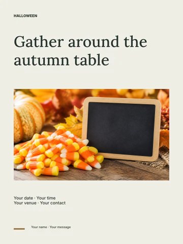 Halloween harvest dinner photo layout poster template