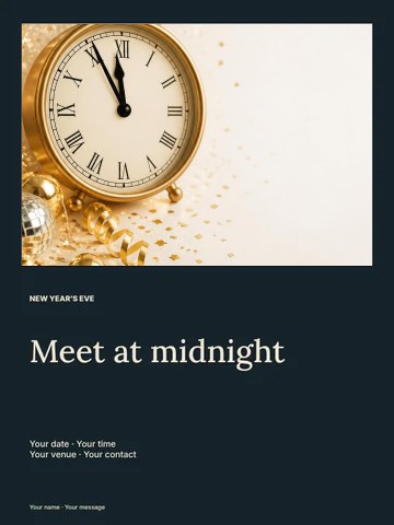 New Year’s Eve midnight ball photo layout poster template