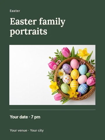 Easter family portraits invitation template