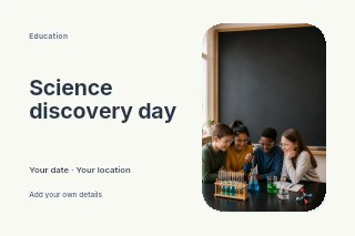 Science discovery day postcard template · Horizontal photo dialogue