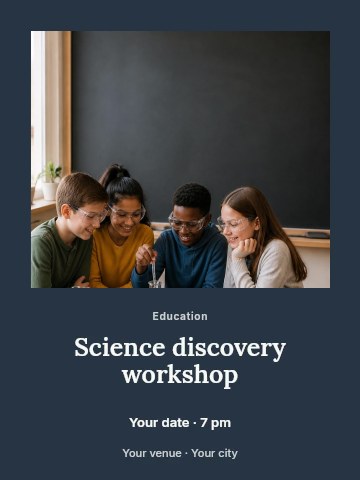 Science discovery workshop poster template