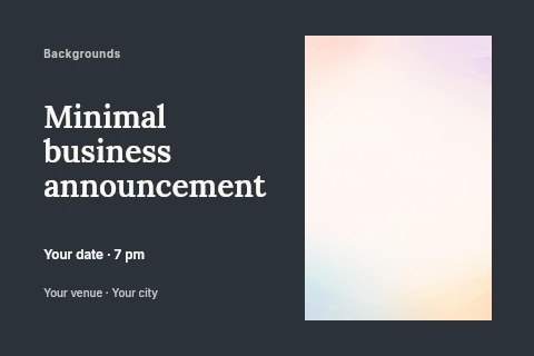 soft pastel abstract background with waves in Minimal business announcement postcard template