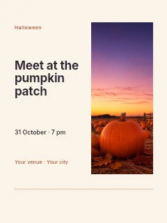 Pumpkin patch at sunset with colorful sky in Pumpkin patch visit photo layout · Split portrait