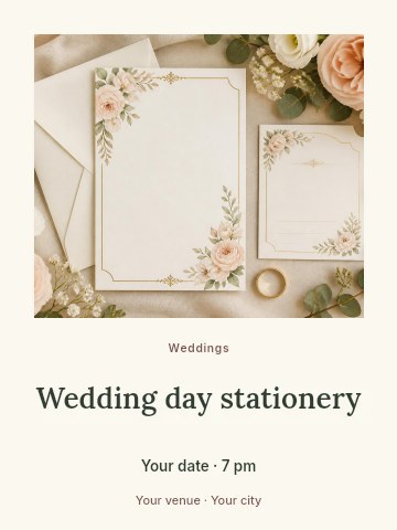 Wedding day stationery invitation template
