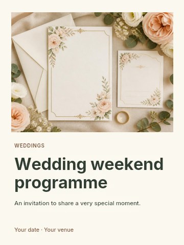 Wedding weekend programme invitation template