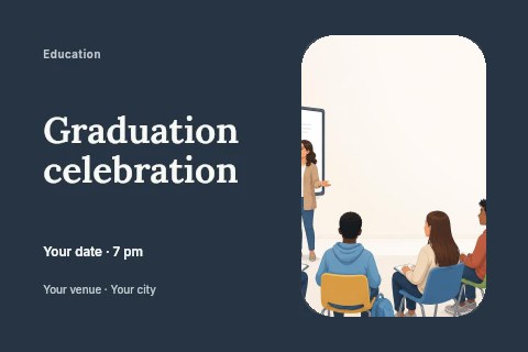 Graduation celebration postcard template