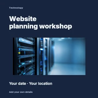 Website planning workshop social media post template · Modern programme