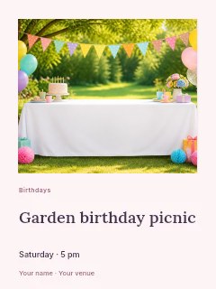 Garden birthday picnic invitation template · Gallery editorial