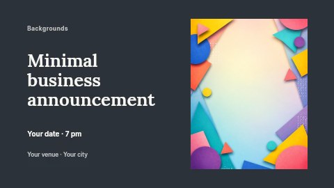 Abstract colorful geometric paper shapes background in Minimal business announcement banner template