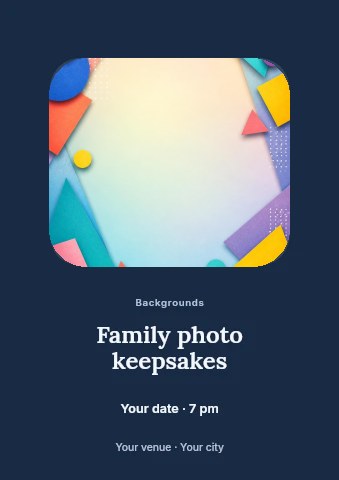 Abstract colorful geometric paper shapes background in Family photo keepsakes flyer template