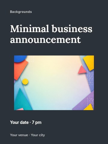 Abstract colorful geometric paper shapes background in Minimal business announcement invitation template