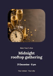 Midnight rooftop gathering flyer template · Picture window