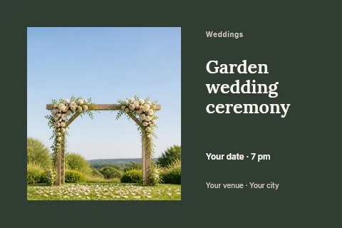 Garden wedding ceremony postcard template