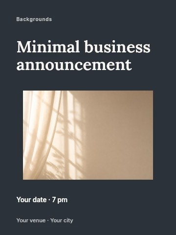 Soft beige curtain with shadow pattern in Minimal business announcement invitation template