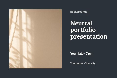 Soft beige curtain with shadow pattern in Neutral portfolio presentation postcard template