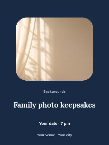Soft beige curtain with shadow pattern in Family photo keepsakes poster template