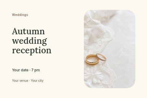 Autumn wedding reception postcard template