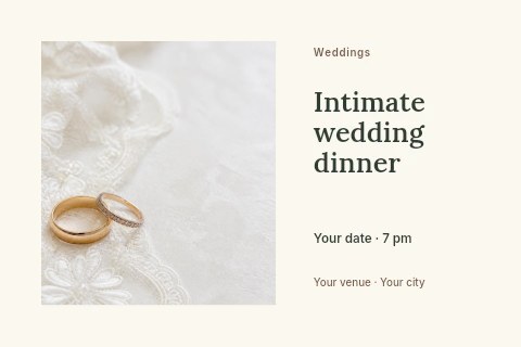 Intimate wedding dinner postcard template