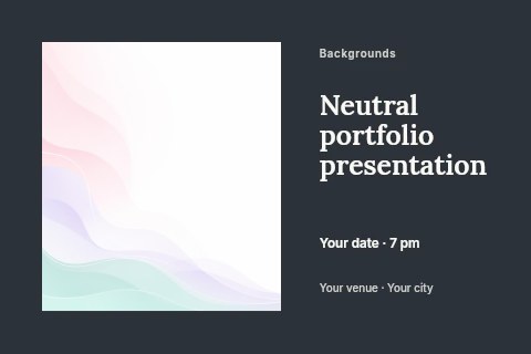 pastel abstract wave background in Neutral portfolio presentation postcard template