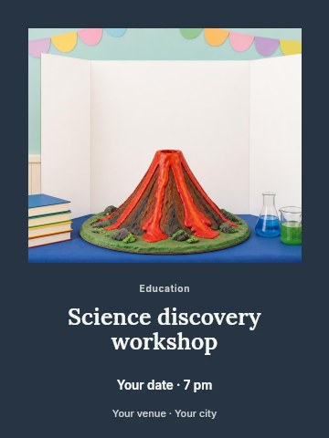 School Science Project Model Volcano in Science discovery workshop invitation template