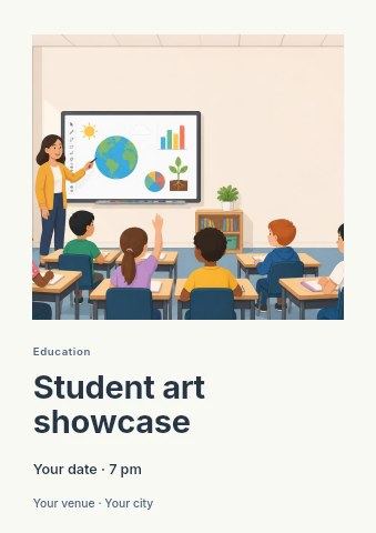Student art showcase flyer template