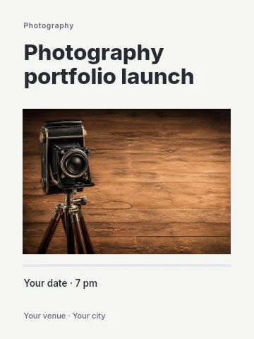 Photography portfolio launch invitation template