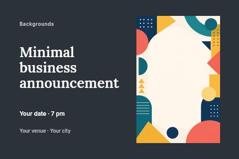 Abstract geometric shapes background design in Minimal business announcement postcard template